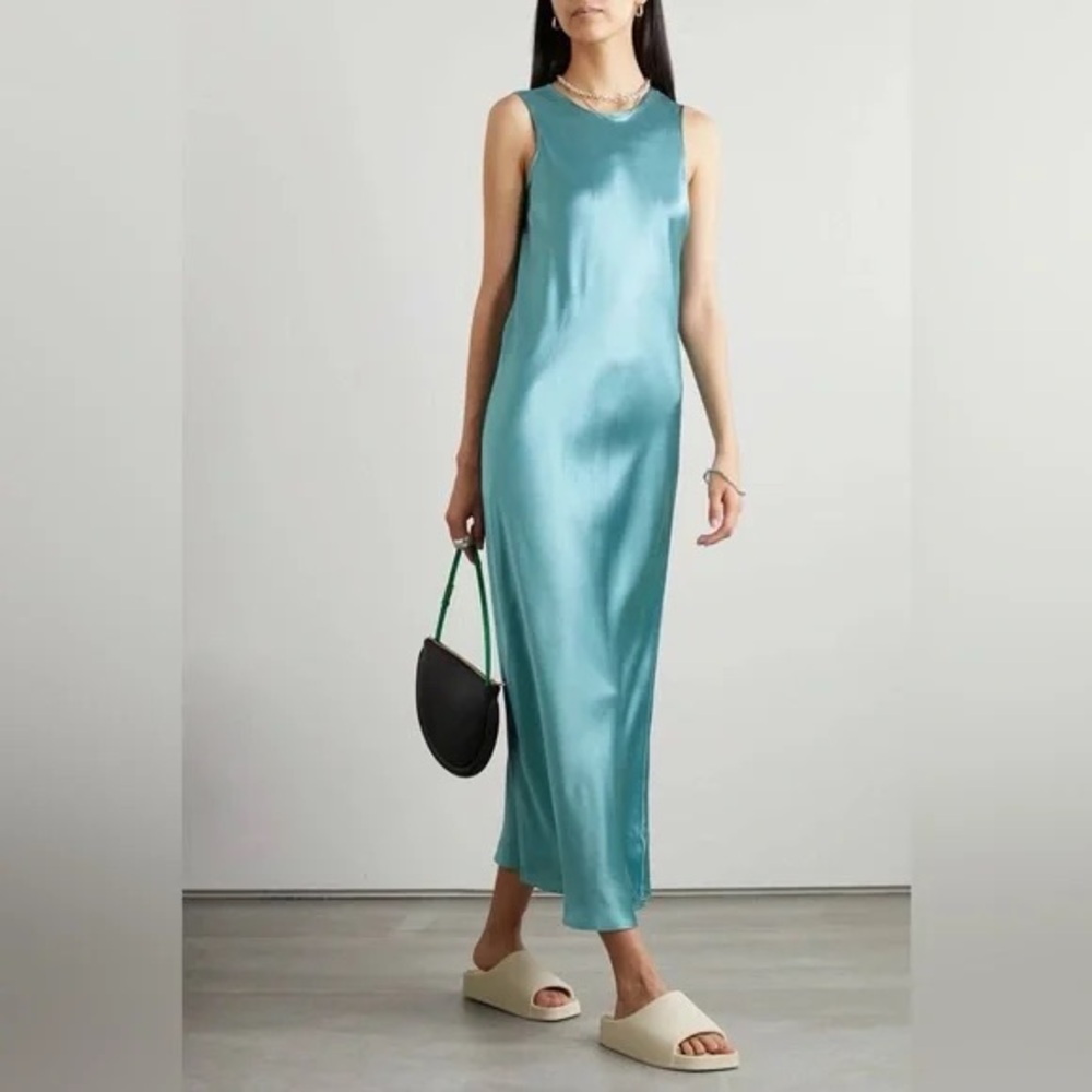 NWOT ATM Anthony Thomas Melillo Bias-Cut Silk Midi Slip Dress in Amalfi Blue